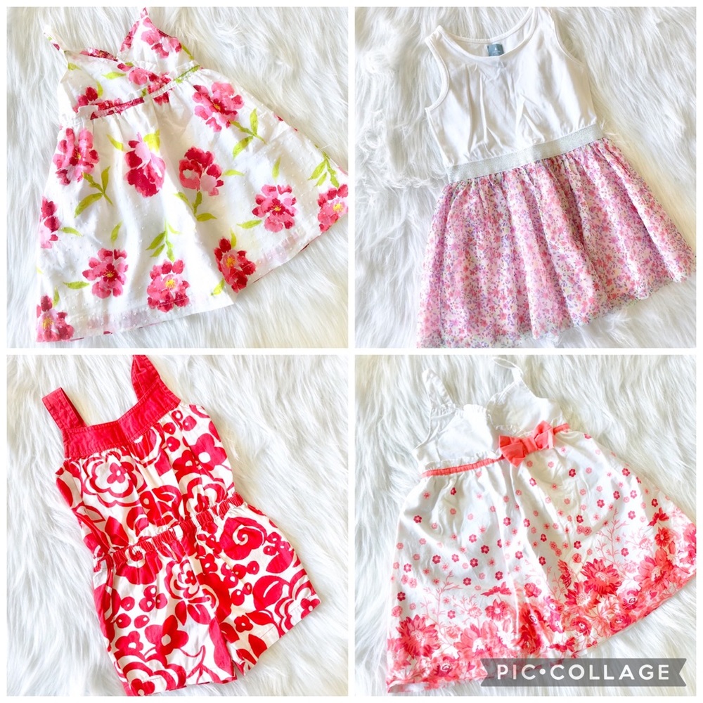 Bundle 4pc 2T Toddler Girl Dresses + Romper